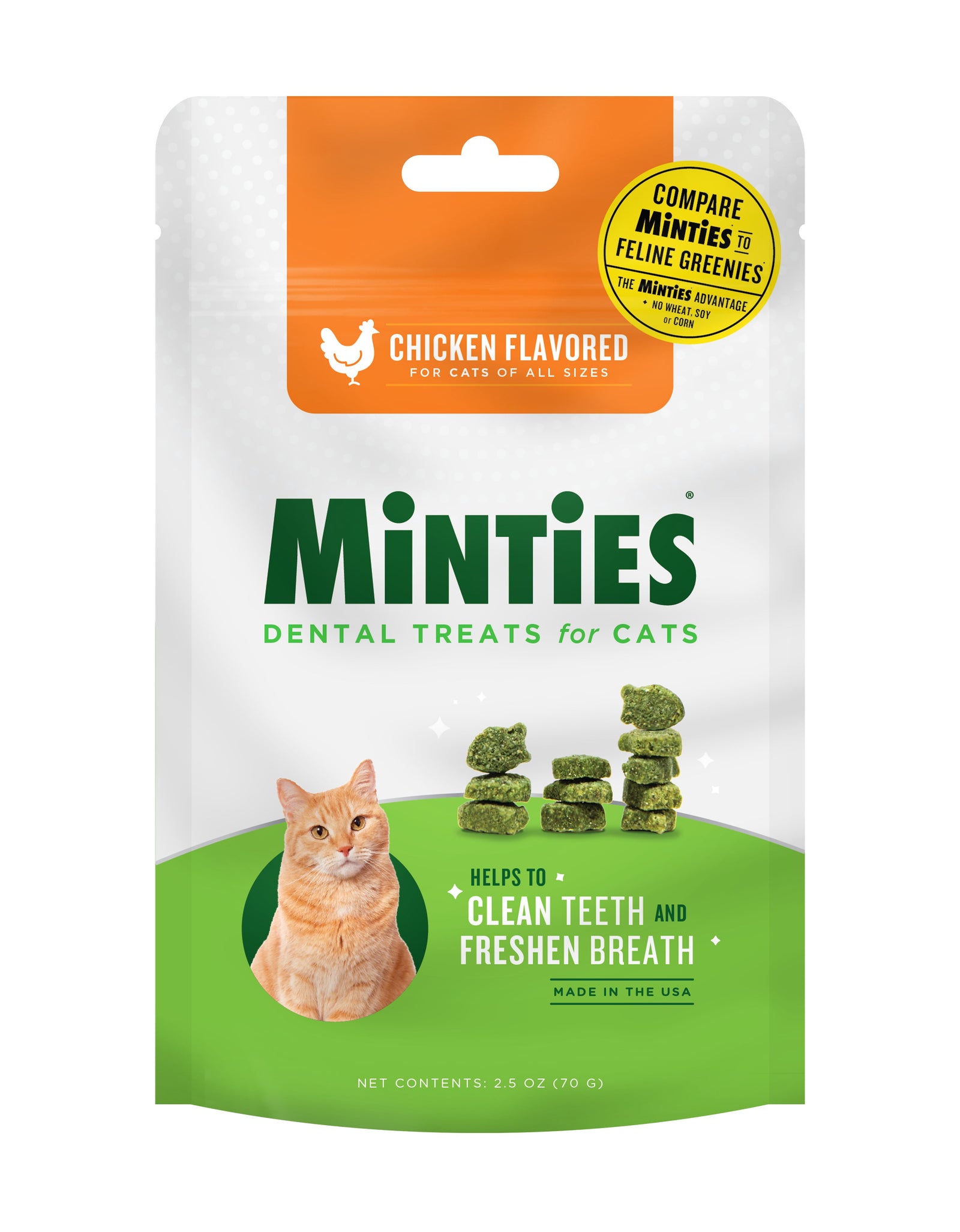 Teeth Cleaner Dental Cat Treats, Chicken Flavored, 2.5 Oz