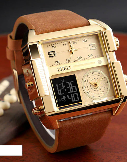 Load image into Gallery viewer, SKMEI Men Watch Large Dial Digital Quartz Sport Stopwatch Leather Wristwatch New
