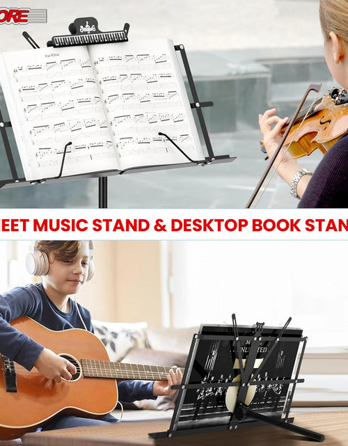 Load image into Gallery viewer, 5Core Music Stand for Sheet Music Portable Tripod Adjustable Folding Note Holder BLACK
