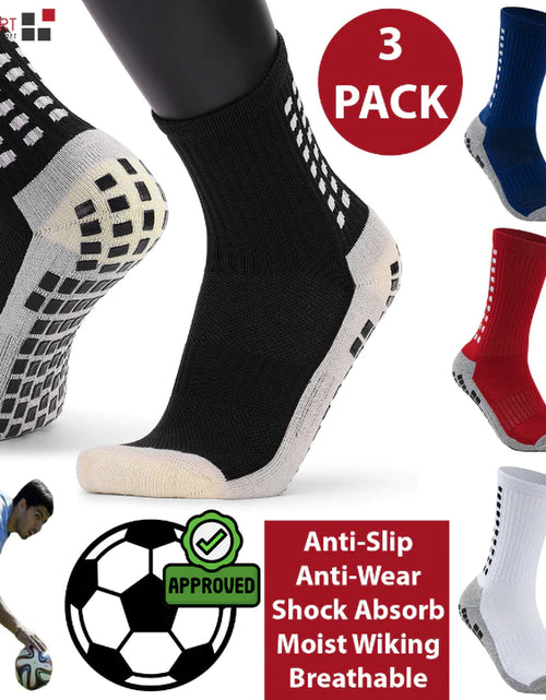 Load image into Gallery viewer, 3 Pair Sport Socks anti Slip W/ Grip Soccer Men Football Basketball Sock Premium
