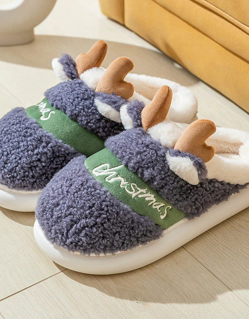Load image into Gallery viewer, Christmas Shoes Winter Home Slippers Elk Soft Cozy Bedroom Slipper Slip on House Shoes
