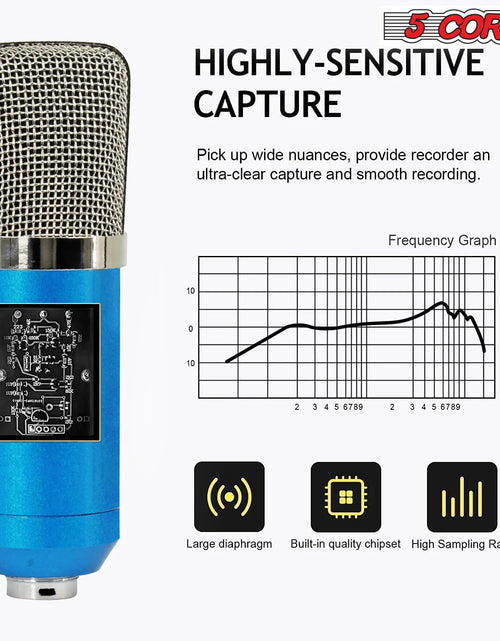 Load image into Gallery viewer, 5Core Recording Microphone Podcast Bundle Professional Condenser Cardioid Mic Kit W Desk Stand BLUE

