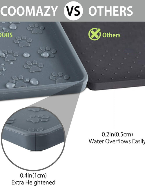 Load image into Gallery viewer, Cat &amp; Dog Food Mat, Sillicone Waterproof Pet Bowl Placement Tray to Stop Food Spills and Water Messes Out to Floor (M: 18.9X11.8In, Grey)

