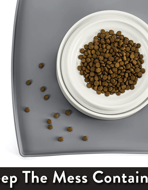 Load image into Gallery viewer, Cat Food Mat, Small &amp; Large Pet Food Mat, 100% Waterproof Cat Mat for Food and Water, Silicone Mat for Cat Bowls, Non-Slip Mat for Cat Food and Water Bowl or Cat Water Fountain (Small, Gray)
