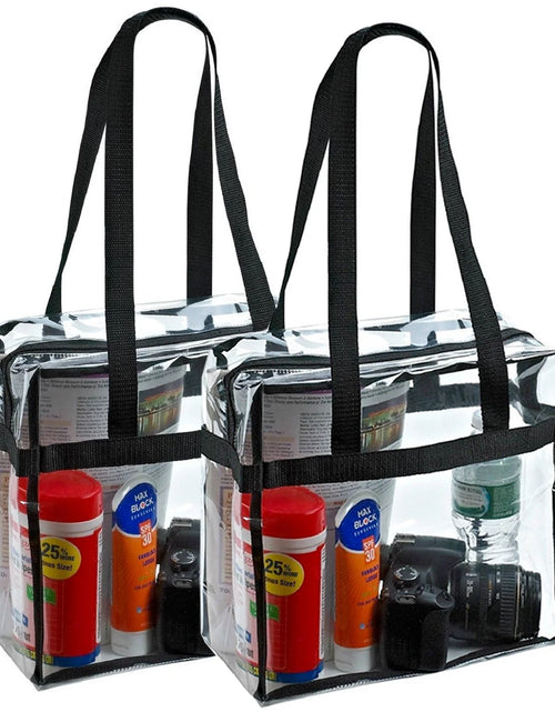 Load image into Gallery viewer, 2X Clear PVC Tote Bag Women Large Transparent Handbag Zip Purse Stadium Security
