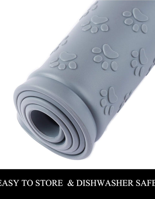 Load image into Gallery viewer, Cat &amp; Dog Food Mat, Sillicone Waterproof Pet Bowl Placement Tray to Stop Food Spills and Water Messes Out to Floor (M: 18.9X11.8In, Grey)
