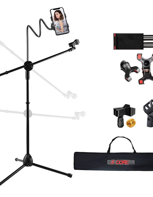 Load image into Gallery viewer, 5 Core Tripod Mic Stand W Phone Holder Height Adjustable Microphone Mount Stands
