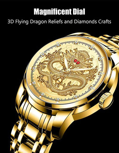 Load image into Gallery viewer, Business Gift Waterproof Gold Men&#39;S Diamond Quartz Watch Classic Stainless Steel
