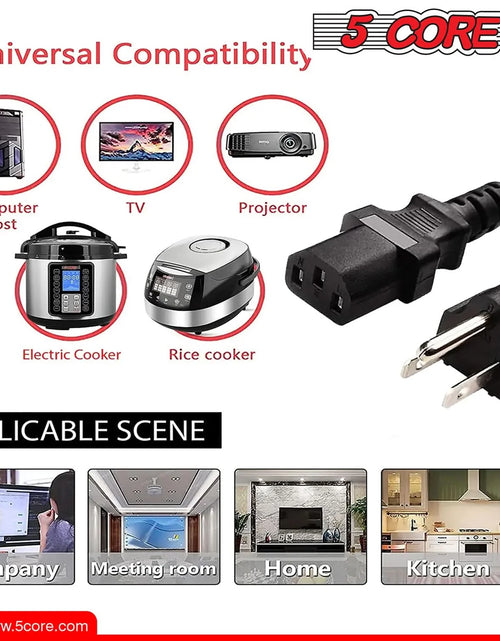 Load image into Gallery viewer, 5Core AC Power Extension Cord 10Ft 3 Prong Adapter 16AWG/2C 125V 13A US Male to Female
