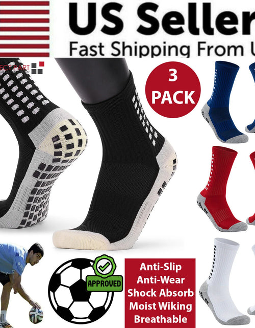 Load image into Gallery viewer, 3 Pair Sport Socks anti Slip W/ Grip Soccer Men Football Basketball Sock Premium
