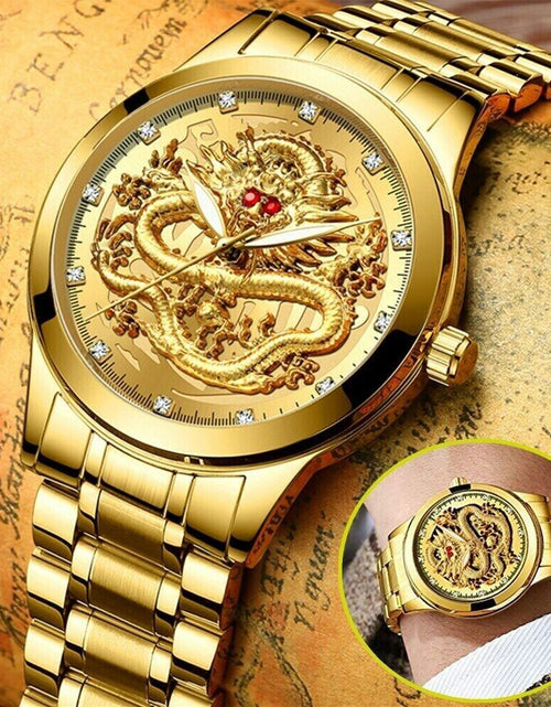 Load image into Gallery viewer, Business Gift Waterproof Gold Men&#39;S Diamond Quartz Watch Classic Stainless Steel
