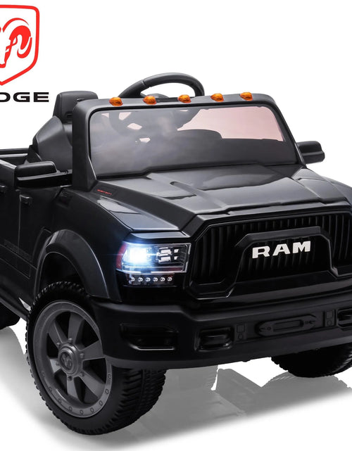 Load image into Gallery viewer, Dodge RAM Ride on Car, 12V Powered Ride on Toy with Remote Control, Rear Wheel Suspension, 5 Point Safety Belt, MP3 Player, Bluetooth, LED Lights, Electric Vehicles for 3-8 Years Boys Girls, Black
