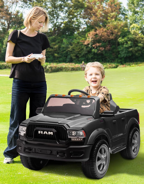 Load image into Gallery viewer, Dodge RAM Ride on Car, 12V Powered Ride on Toy with Remote Control, Rear Wheel Suspension, 5 Point Safety Belt, MP3 Player, Bluetooth, LED Lights, Electric Vehicles for 3-8 Years Boys Girls, Black
