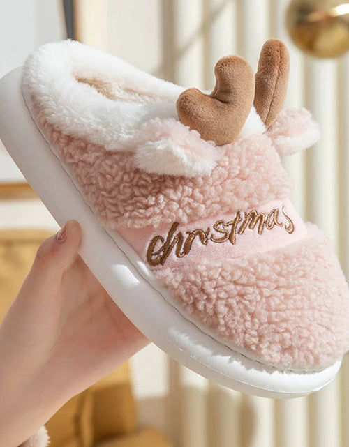 Load image into Gallery viewer, Christmas Shoes Winter Home Slippers Elk Soft Cozy Bedroom Slipper Slip on House Shoes
