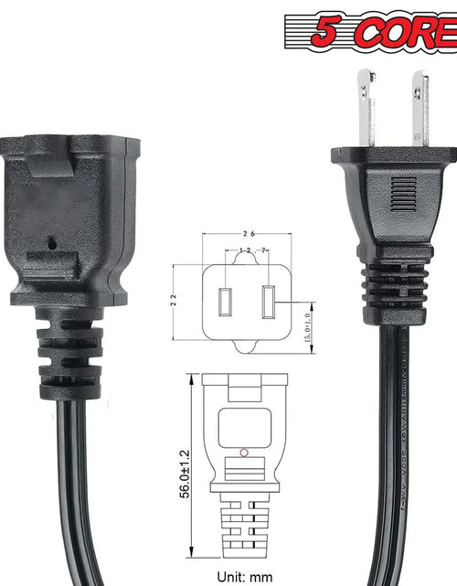 Load image into Gallery viewer, 5Core AC Power Cord 15 Ft US Polarized Male to Female 2 Prong Extension Adapter Cords 16AWG 125V
