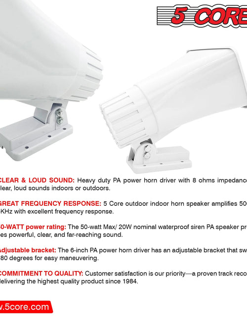 Load image into Gallery viewer, 5Core Indoor Outdoor PA Horn Speaker 6 X 4 Inch Loud PA System 8Ohm 50W Loud Siren
