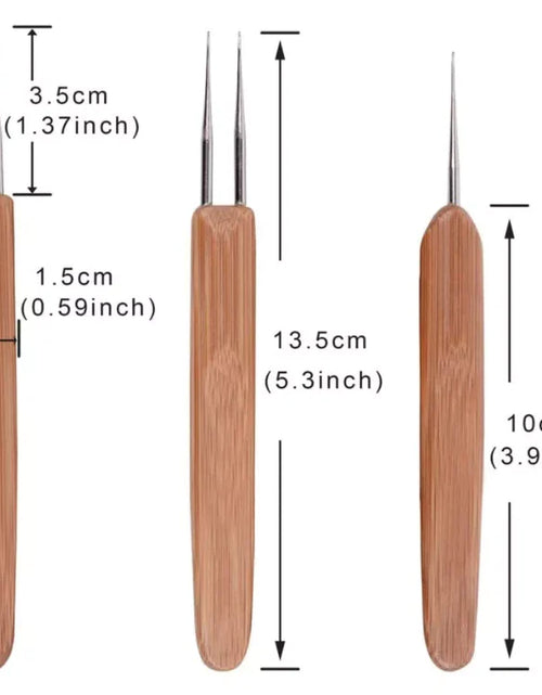 Load image into Gallery viewer, 5Pcs DIY Crochet Needle Hook Bamboo Handle Dread Knit Hair Making Braiding Tool
