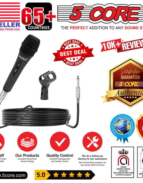 Load image into Gallery viewer, 5Core XLR Microphone Dynamic Mic Karaoke Singing Studio Mics Handheld Microfono

