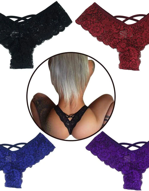 Load image into Gallery viewer, 4 Pack Women Sexy Lace Underwear Lingerie Panties G-String Brief Thong plus Size
