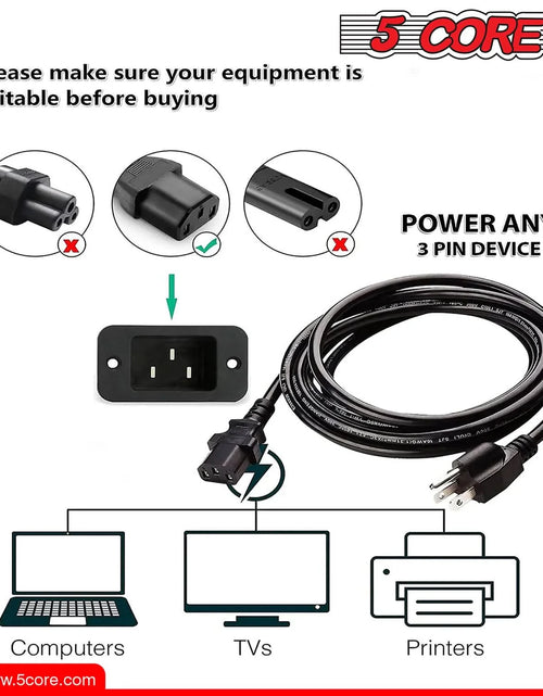 Load image into Gallery viewer, 5Core AC Power Extension Cord 10Ft 3 Prong Adapter 16AWG/2C 125V 13A US Male to Female
