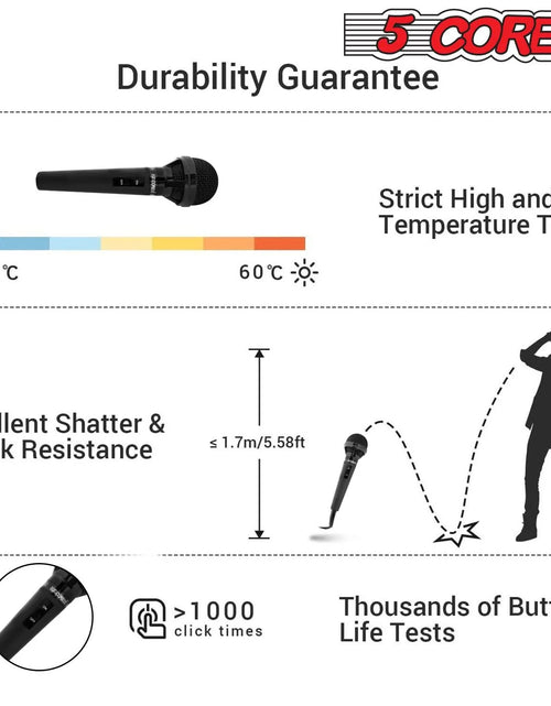 Load image into Gallery viewer, 5Core XLR Microphone Dynamic Mic Karaoke Singing Studio Mics Handheld Microfono
