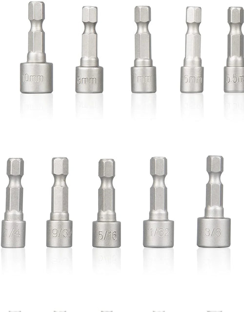 Load image into Gallery viewer, 14 PCS Power Nut Driver Bit Set Quick Change MM &amp; SAE Impact 1/4&quot; Hex Shank USA
