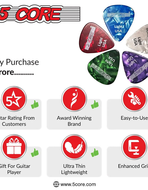 Load image into Gallery viewer, 5Core Guitar Picks Celluloid Light Gauge 0.46Mm Pick - Acoustic Electric Bass Guitars WHITE
