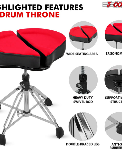 Load image into Gallery viewer, 5Core Drum Throne Sponge Padded Guitar Stool Drummer Seat for Adults &amp; Kids
