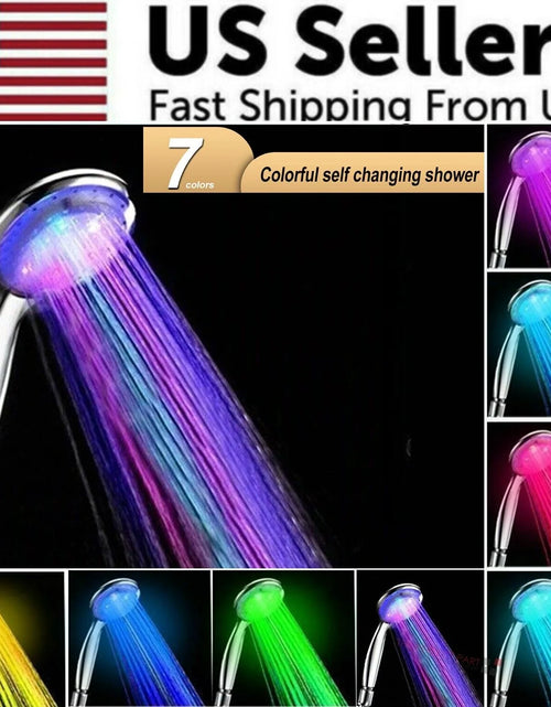 Load image into Gallery viewer, Handheld 7 Color Changing LED Light Water Bath Home Bathroom Shower Head Glow
