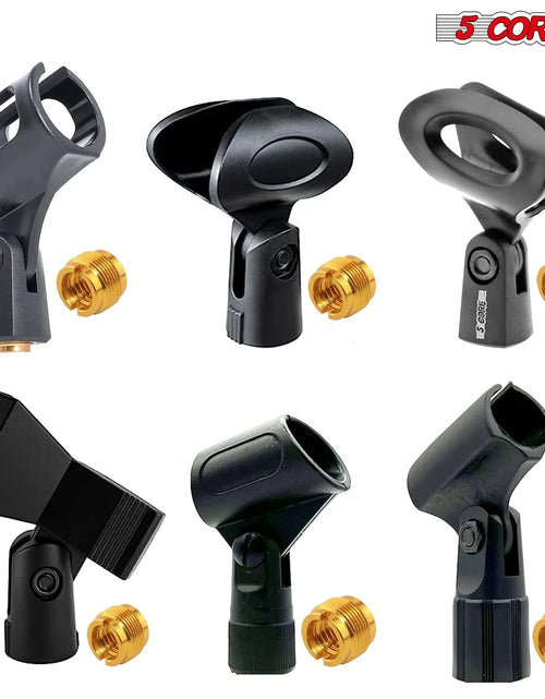 Load image into Gallery viewer, 5 Core Microphone Clip Holder 6 Pieces Multi Pack with Screw Adapters 5/8 to 3/8 Inch
