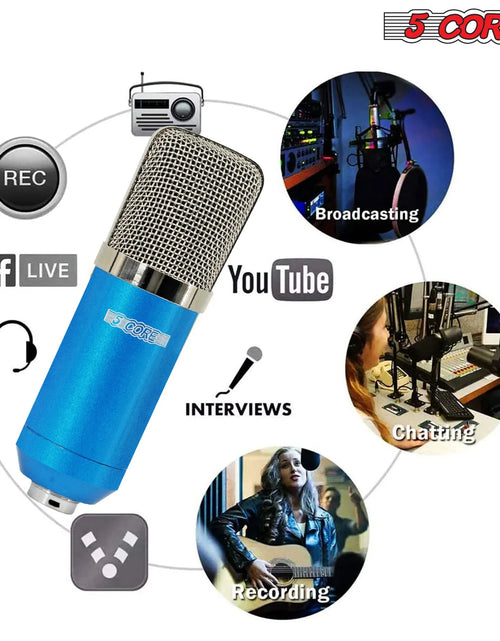 Load image into Gallery viewer, 5Core Recording Microphone Podcast Bundle Professional Condenser Cardioid Mic Kit W Desk Stand BLUE
